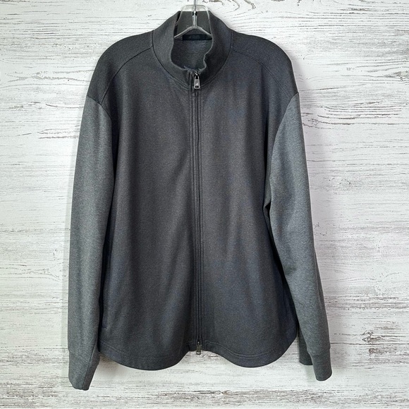 RAFFI Full Zip Varsity Jersey Knit Jacket Gray XL - Picture 1 of 11